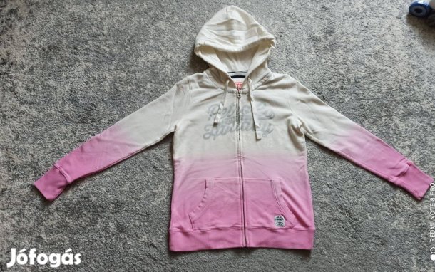 Retro Jeans rózsaszín, fehér cipzáras pulóver