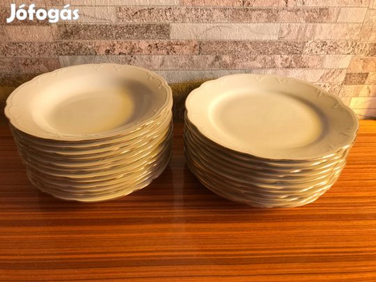 Retro Kamla német porcelán tányér készlet 12 mély, 11 lapos tányér