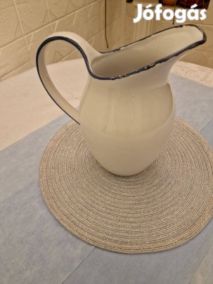 Retro Kancsó - Tört Fehér - Rusztikus KÉK Kontúr