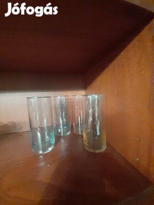 Retro Karcagi irizáló pálinkás üvegpohár 4db