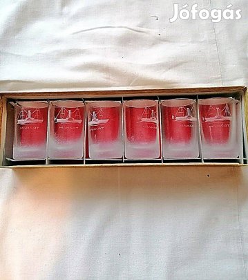 Retro MAHART pálinkás üvegpohár készlet