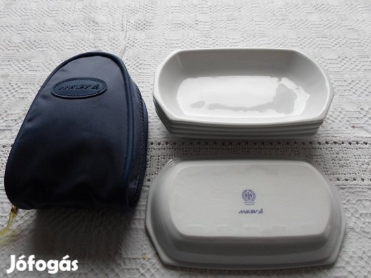 Retro Malév tisztálkodó készlet és 5db Hollóházi porcelán tál