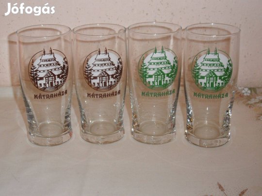 Retro Mátraháza üveg emlékpohár ( 4 db. )
