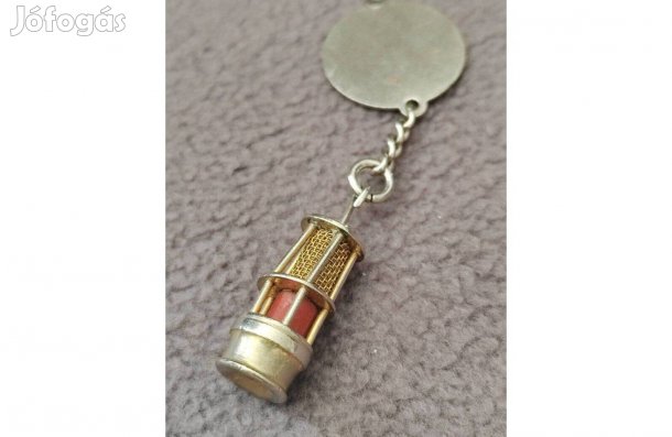 Retro Miniatűr réz bányászlámpa kulcstartó