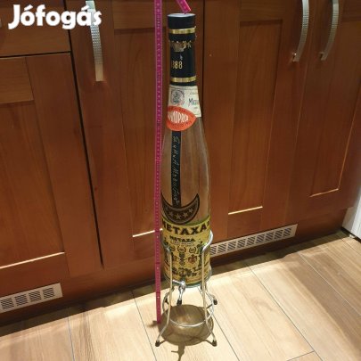 Retro Óóriás metaxás üveg álvánnyal csappal pincedekoráció