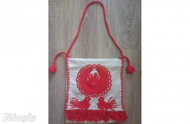 Retro Régi Himzett vászon Népmüvészeti válltáska