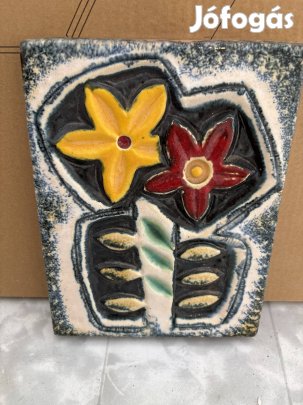 Retró Ruscha stílusú kerámia falikép - Mid-Century Modern relief 