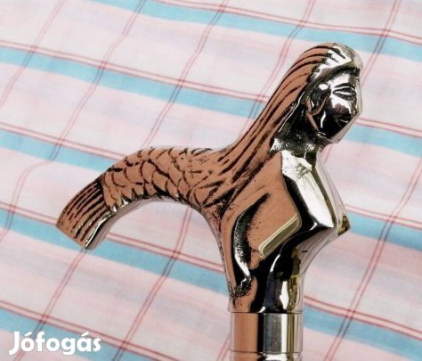 Retro Sétapálca ezüstözött sellő forma markolattal, gumis koptatóval