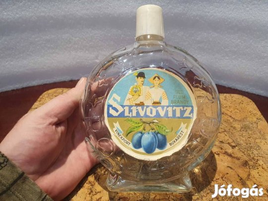 Retro Slivovitz brandy pálinkás üvegek palack kupakjával darabra