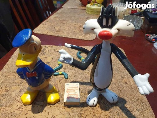 Retro Szilveszter és Donald kacsa rajzfilm figurák a 1960 warner broth