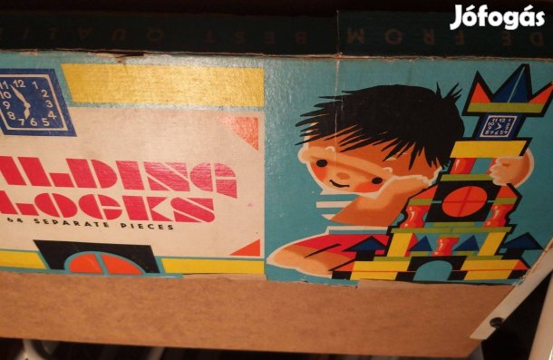 Retro Tofa fa építőkocka eredeti dobozában az 50-es évekből