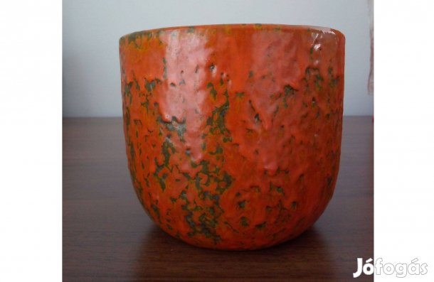 Retró Tófej kerámia kaspó. 12 x 14 cm