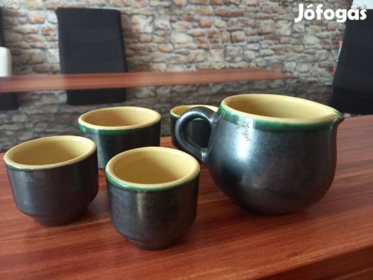 Retro Tófej kerámia készlet pohár kiöntő