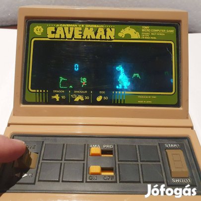 Retro Tomy caveman micro computer game kézi LED játékkonzol kvarcjáték