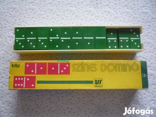 Retro Triál zöld színű műanyag 55 db-os dominó