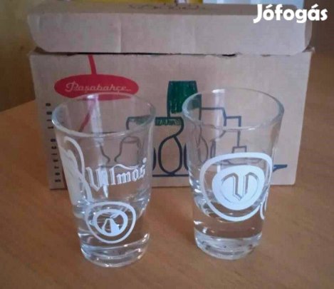 Retro Vilmos pálinkás üvegpohár készlet dobozában
