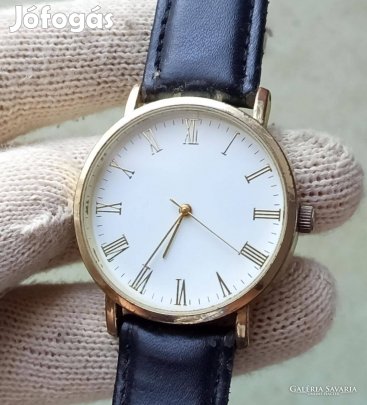 Retro Vintage Uniszex Quartz Karóra Bőrszíjal Aranyozott