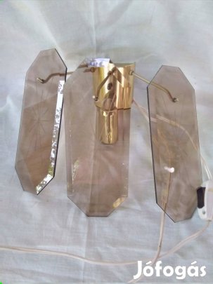 Retró,  szarvasi,  csiszolt füstüveges falilámpa eladó Xl.ker 