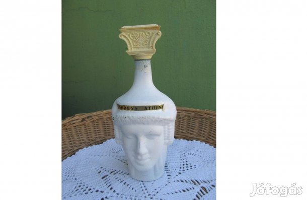 Retro, festett alakos dísz üveg