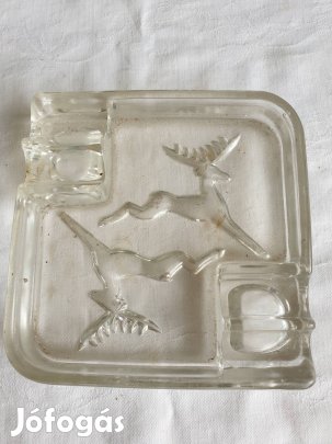 Retró, gravírozott, öntött üveg hamutartó Xl.kerületben 
