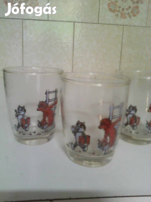 Retró, gyermek mintás üveg poharak eladók Xl.kerületben 
