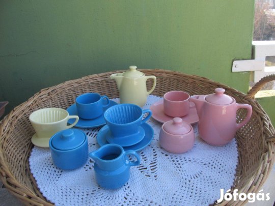 Retro, jelzett, Melitta fajansz reggelizős gyerek játék készlet