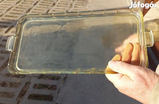 Retro, jénai üveg tálca, süteményes tálca