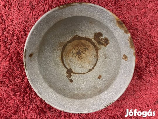 Retro, nagyon régi 2 füles piros zománcozott vájling, tál!