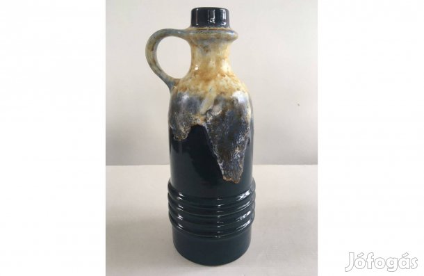 Retro, német, mid-century, VEB Haldensleben égetett mázas kerámia váza