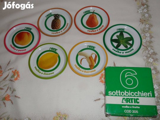 Retro, régi Artic fém poháralátét készlet ( 6 db.)
