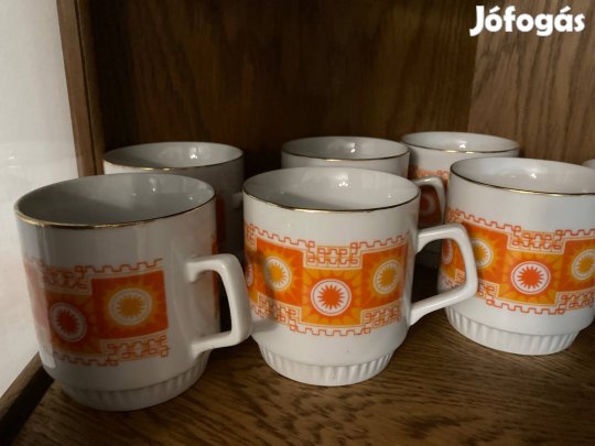 Retro, régi Zsolnay porcelán 6db-os hibátlan bögre szett!