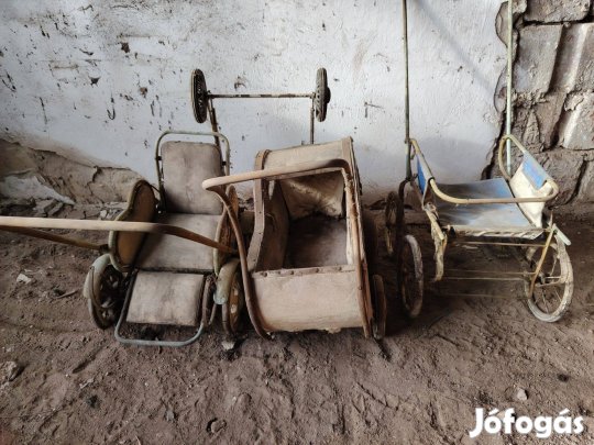 Retró, régi, játék, gyerek babakocsik