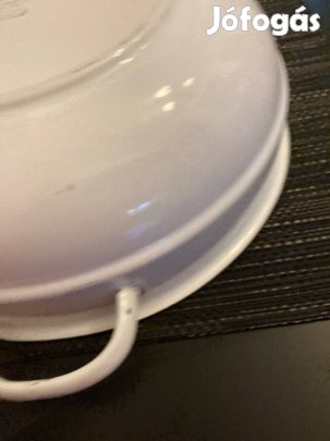 Retro, régi budafoki zománcozott két füles vájling, tál!