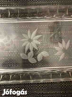 Retro, régi hibátlan csiszolt üveg tálca!