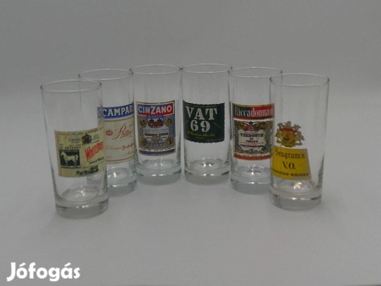 Retro, régi üveg csőpohár ( 6 db. ) eladó