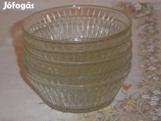 Retro, régi üveg kompótos / savanyúságos tálka ( 5 db. )