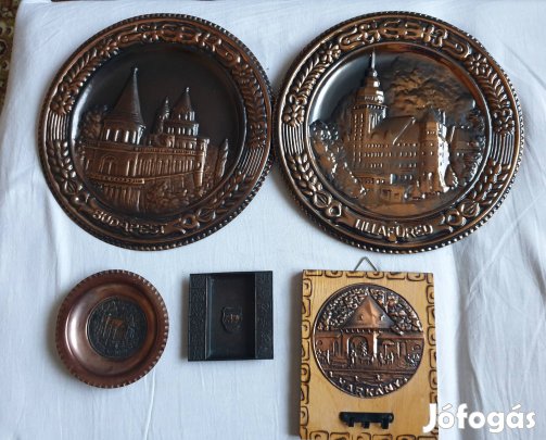 Retró, rézből készült emlék falitányérok Xl.ker 