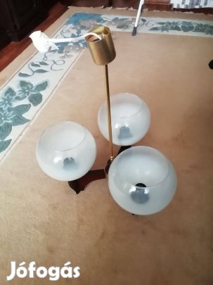 Retró, szarvasi csillár, fa és víztiszta-tejüveg átmenetes,új állapotú