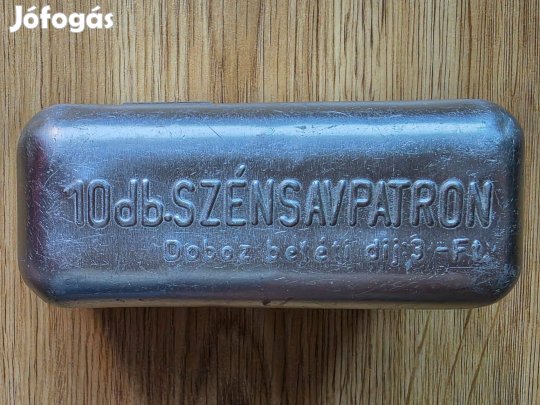 Retro alumínium 10 db-os szénsavpatron tartó doboz