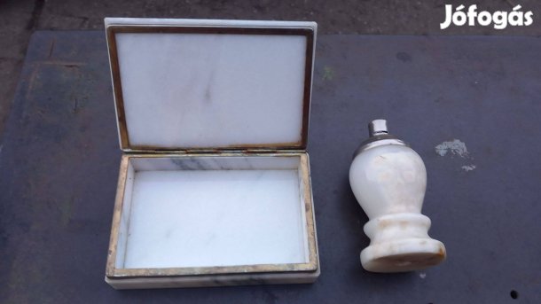 Retro asztali márvány dohányzó készlet cigaretta tartó és gyújtó