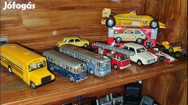 Retró autómodell gyűjtemény:10db egyben Ikarus buszok,Lada,Senna F-1