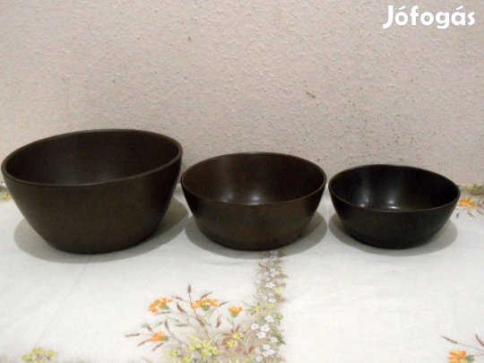 Retro barna porcelán tál ( 3 db. )