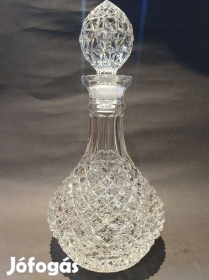 Retro bohémia súlyos ólomkristály metszett újszerű dekanter csodaszép
