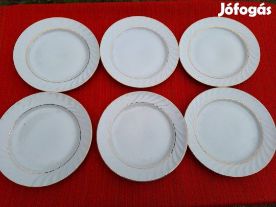 Retró bolgár porcelán süteményes tányérok 6 db