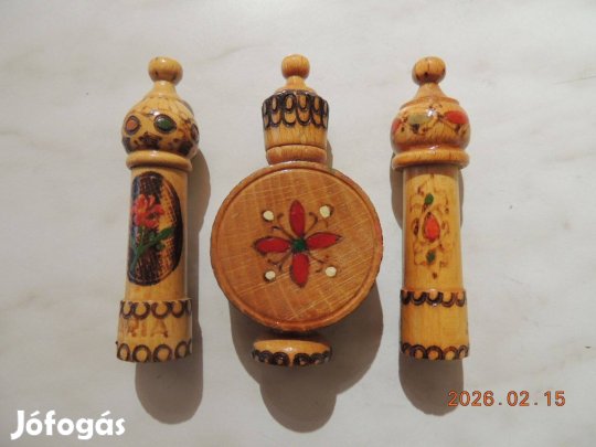 Retró bolgár rózsaolaj fa tárolói
