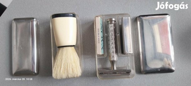 Retró borotva bőr tokban