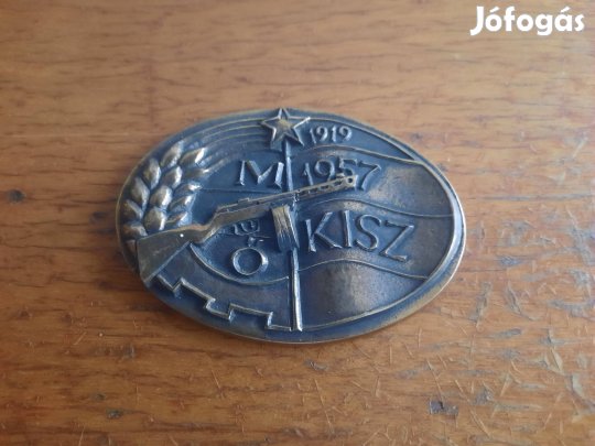 Retro bronz munkásőr-kisz plakett 1919-1957