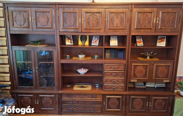 Retró bútor szett, szekrénysor asztallal + 6 szék