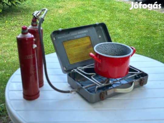 Retró camping gázfőző szett eredeti csomagolásban 1975-ből