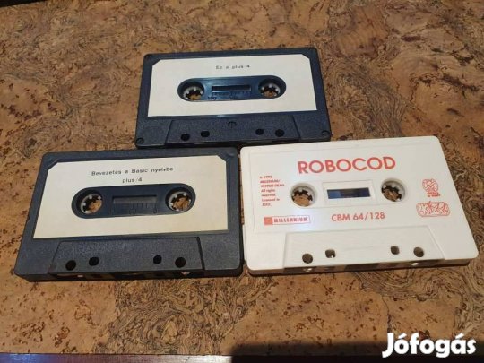 Retro commodore 64 128 plus 4 kazetták robocod basic amiga